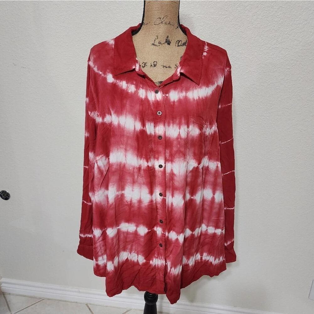 TORRID tie dye‎ button down long sleeve shirt plus size 5 5X